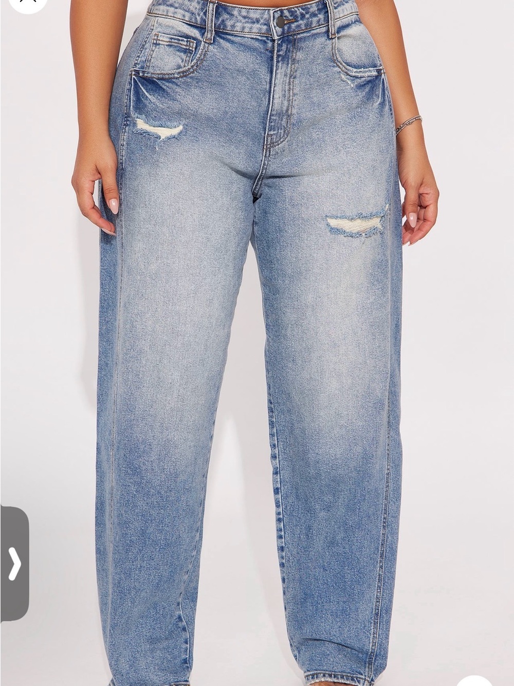 Fashion Nova Light Blue Boyfriend Jeans with Distressed Detail